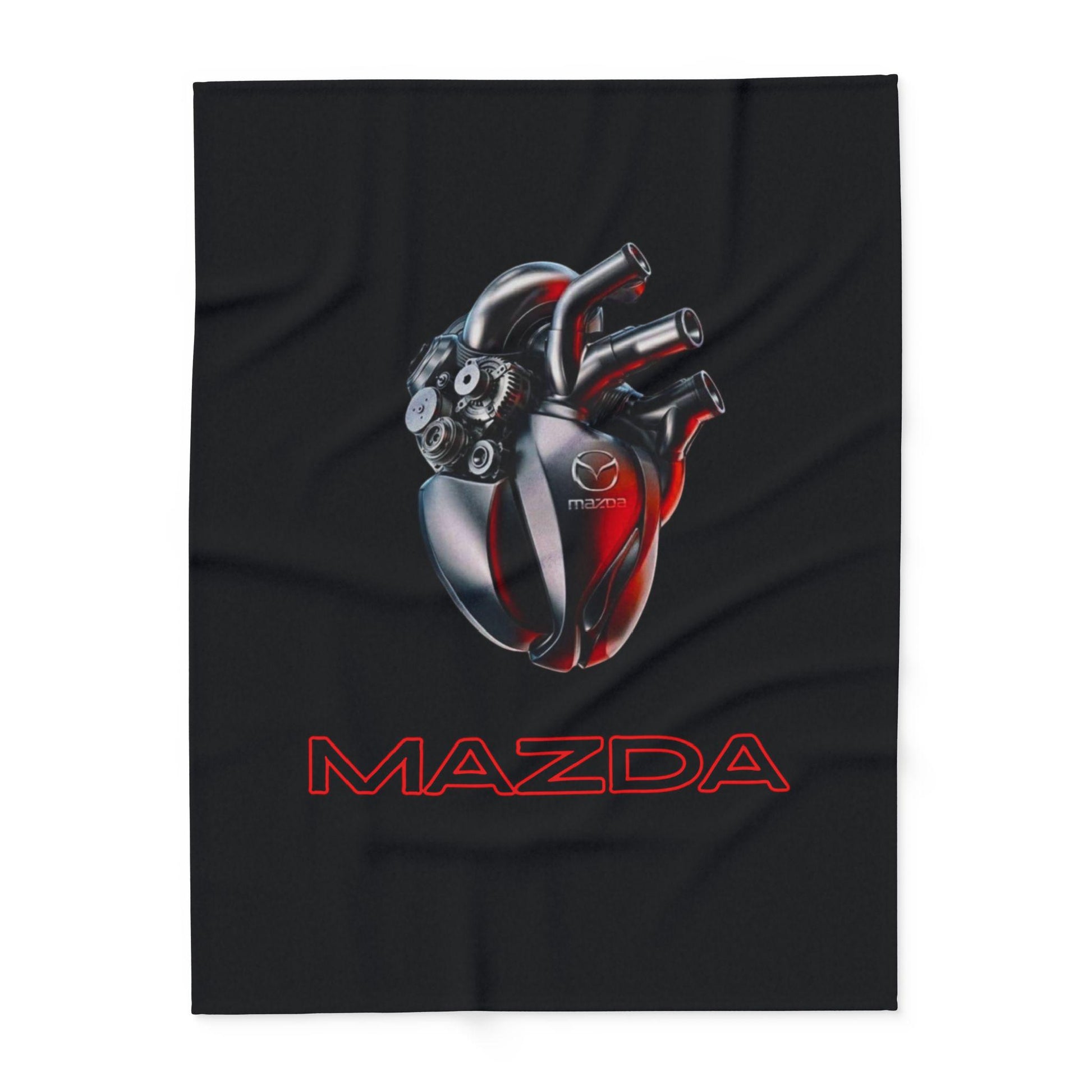 Heart Design Arctic Fleece Blanket, Cozy Home Decor, Unique Gift for Car Lovers, Engine Art for Men, Warmth for All Occasions