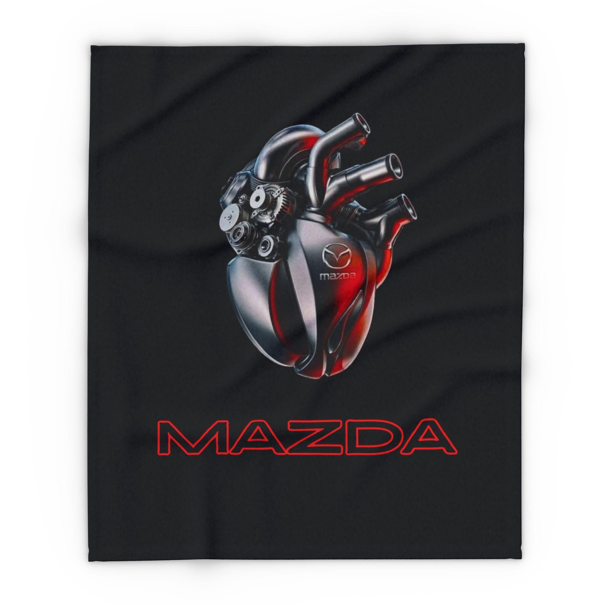 Heart Design Arctic Fleece Blanket, Cozy Home Decor, Unique Gift for Car Lovers, Engine Art for Men, Warmth for All Occasions