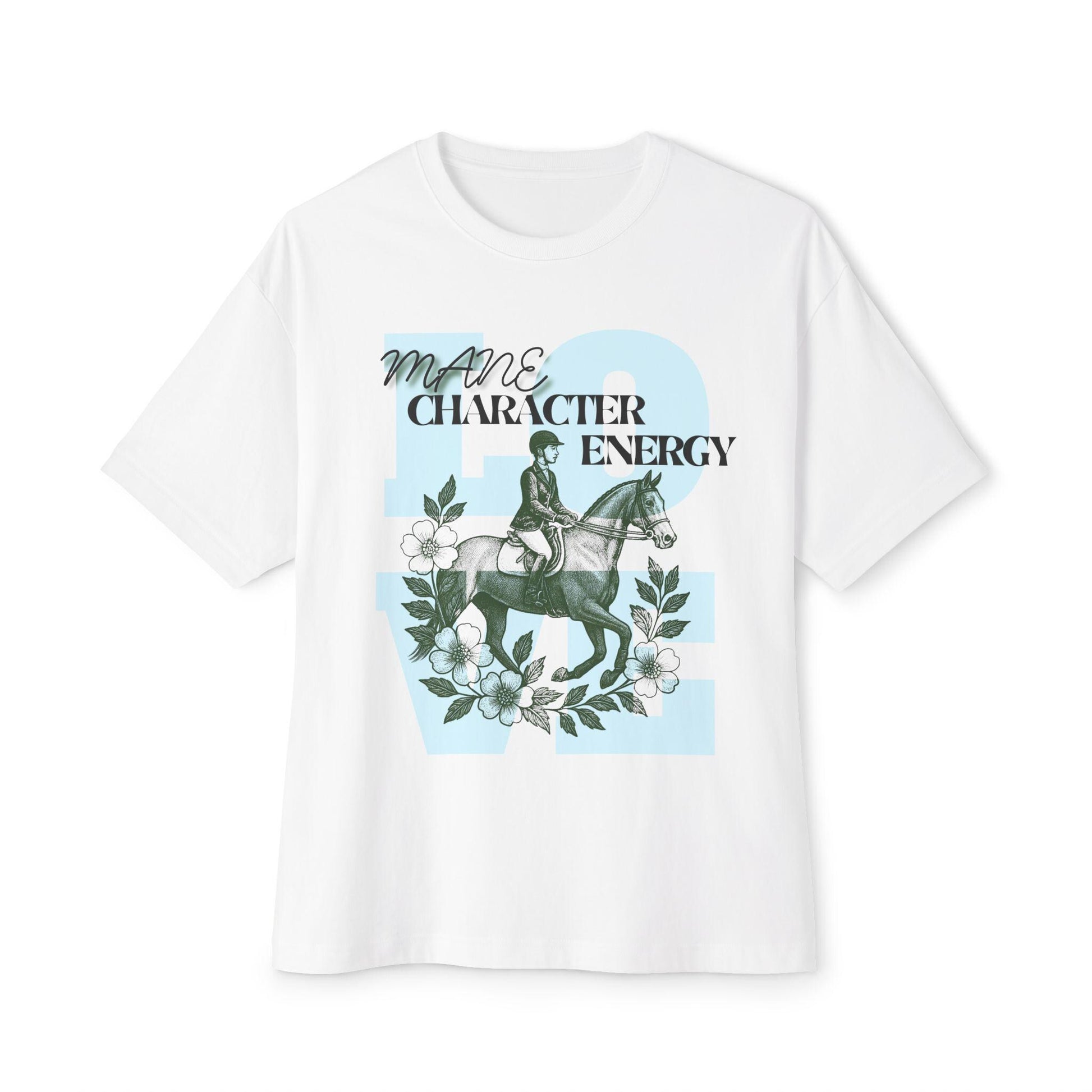 Equestrian Character Energy Oversized Tee, Horse Lover Shirt, Gift for Riders, Casual Tee, Comfortable Apparel, Spring Festival Outfit