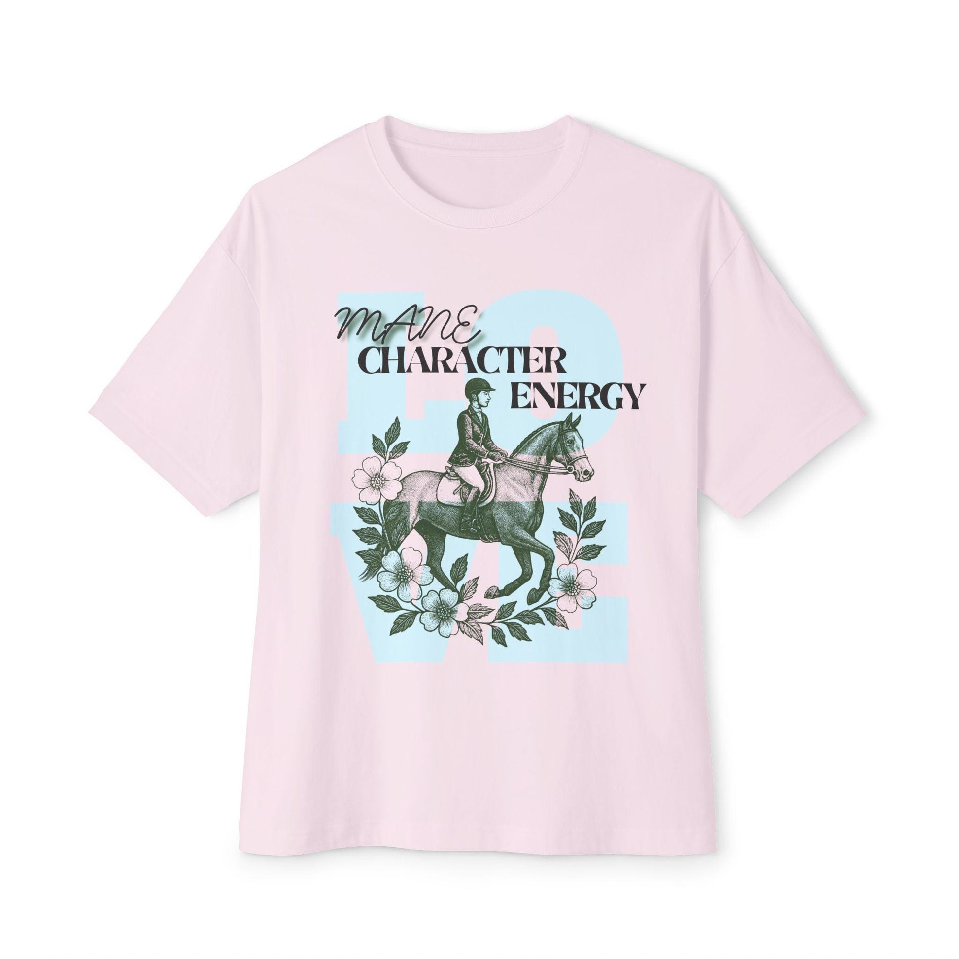 Equestrian Character Energy Oversized Tee, Horse Lover Shirt, Gift for Riders, Casual Tee, Comfortable Apparel, Spring Festival Outfit