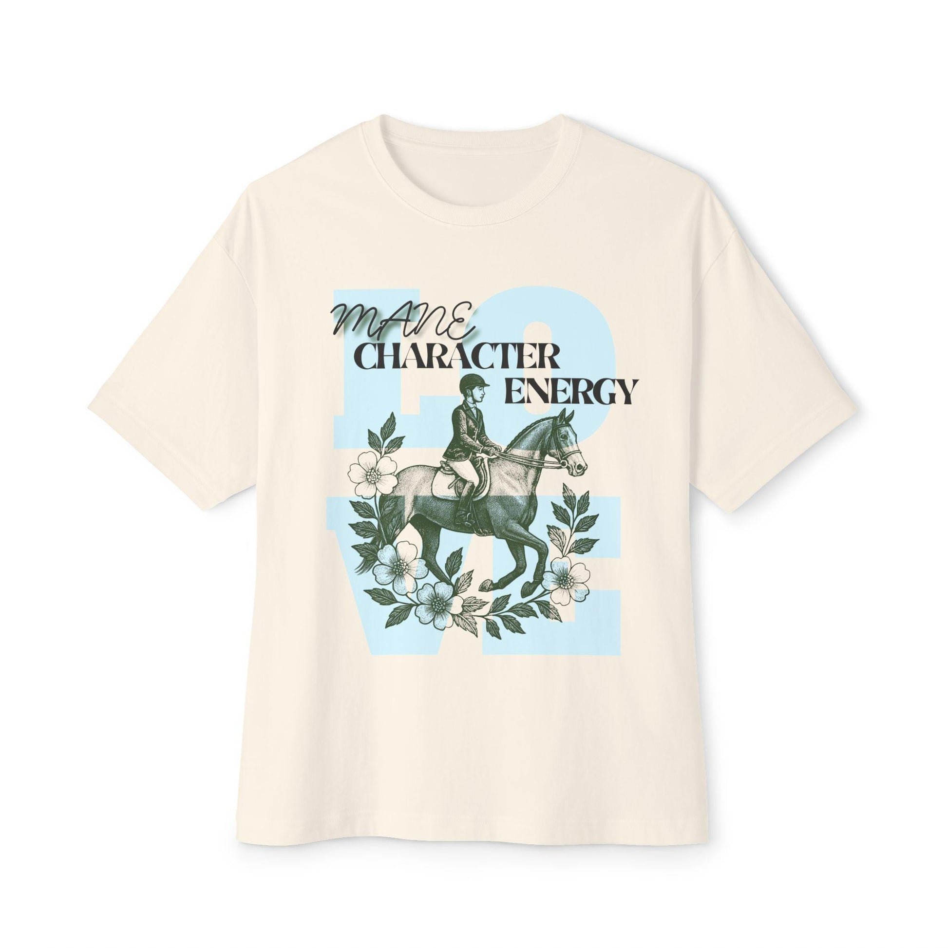 Equestrian Character Energy Oversized Tee, Horse Lover Shirt, Gift for Riders, Casual Tee, Comfortable Apparel, Spring Festival Outfit