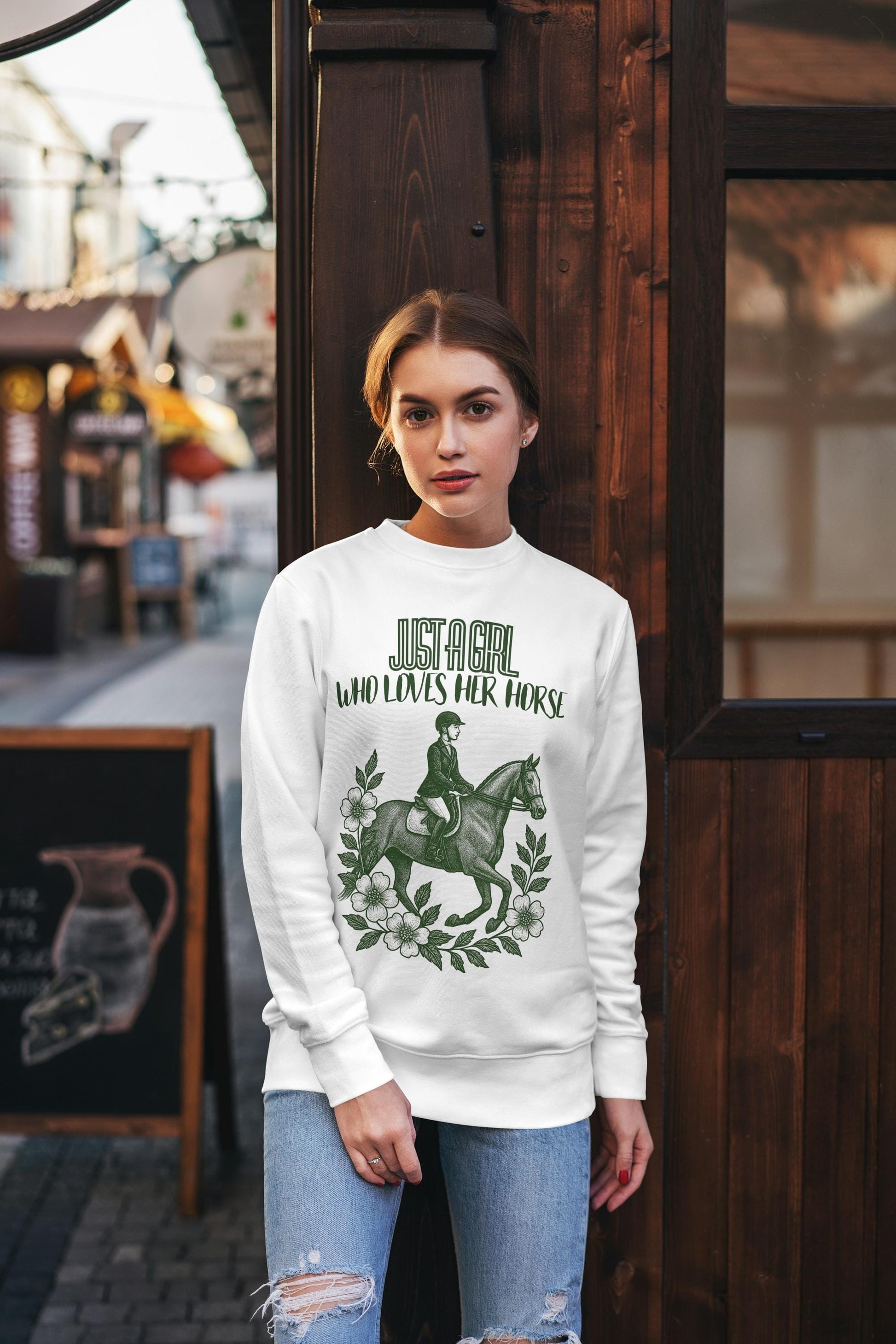 Just a Girl Who Loves Her Horse Sweatshirt, Equestrian Gift, Horse Lover Apparel, Cozy Crewneck, Unique Equine Sweatshirt, Gift for Her