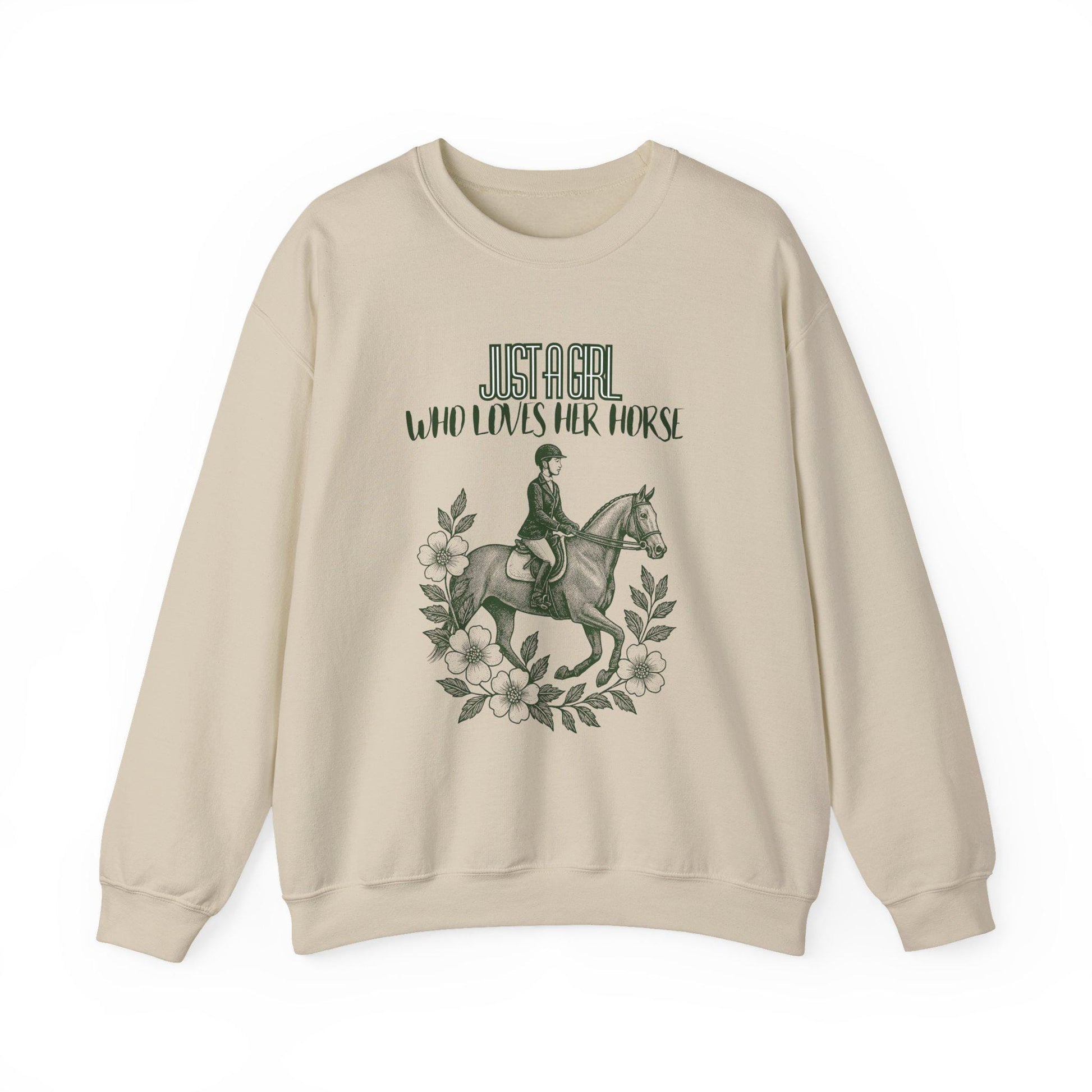 Just a Girl Who Loves Her Horse Sweatshirt, Equestrian Gift, Horse Lover Apparel, Cozy Crewneck, Unique Equine Sweatshirt, Gift for Her