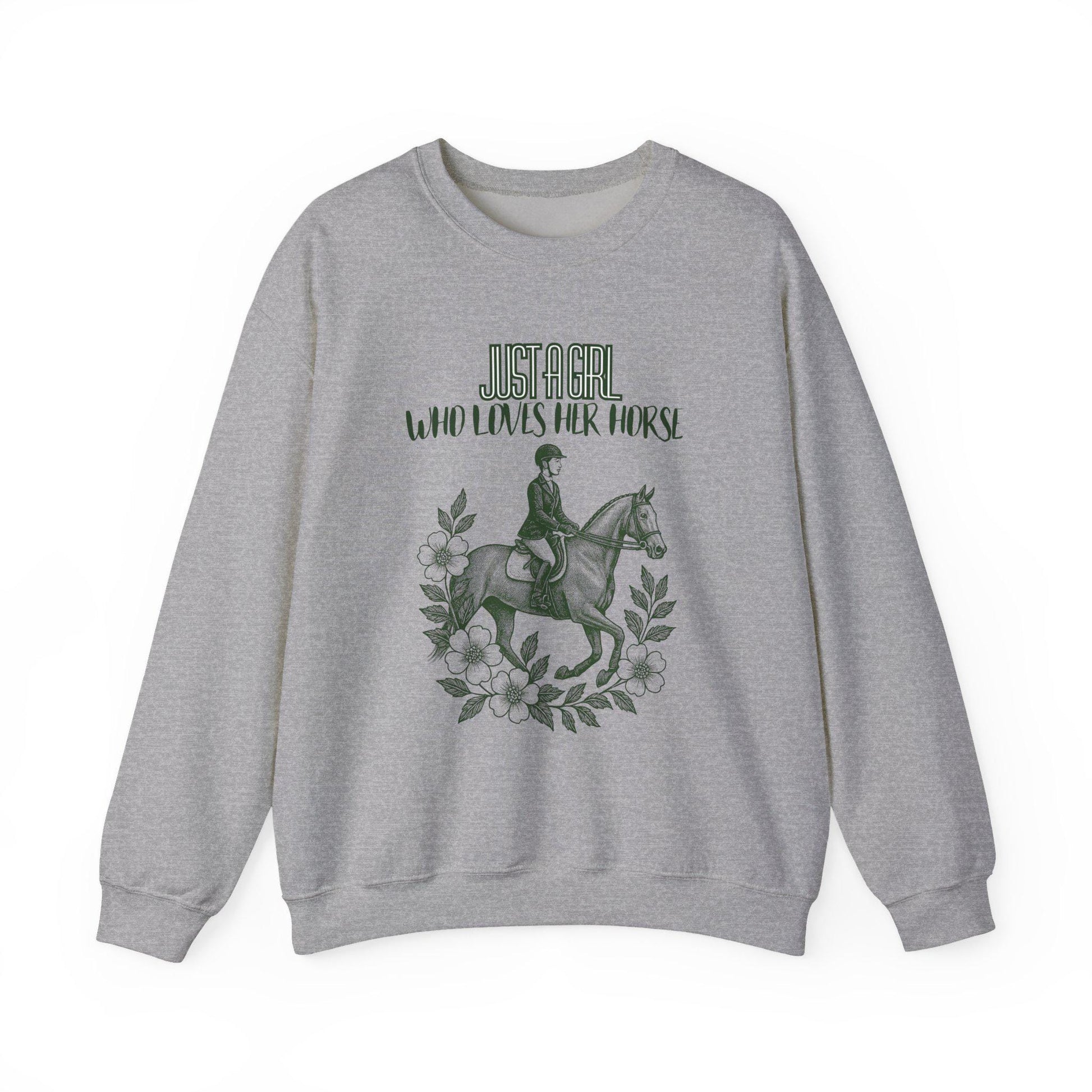 Just a Girl Who Loves Her Horse Sweatshirt, Equestrian Gift, Horse Lover Apparel, Cozy Crewneck, Unique Equine Sweatshirt, Gift for Her