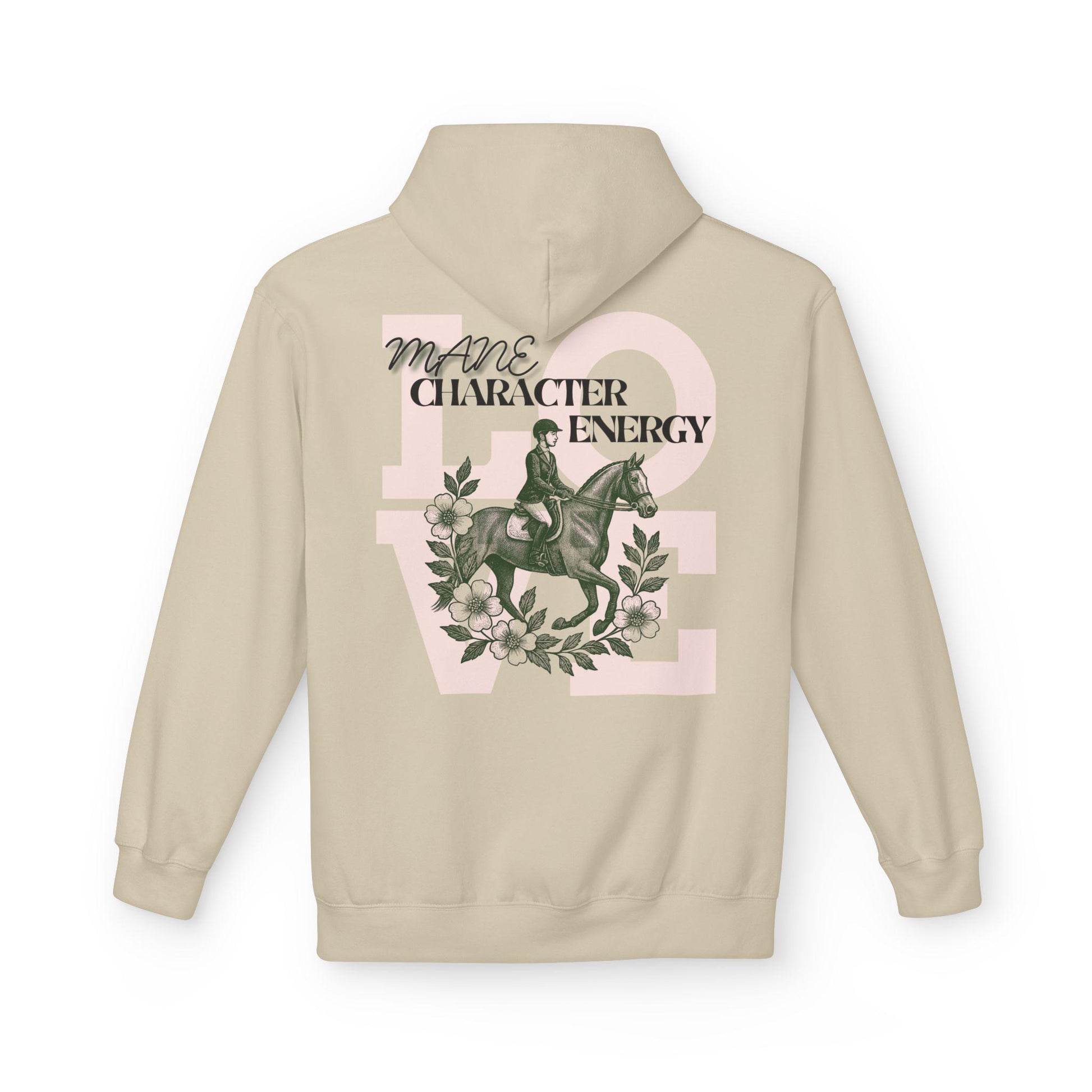 Equestrian Character Energy Hoodie, Horse Riding Gift, Cozy Fleece Sweatshirt, Unisex Hoodie for Riders, Equine Spirit Apparel