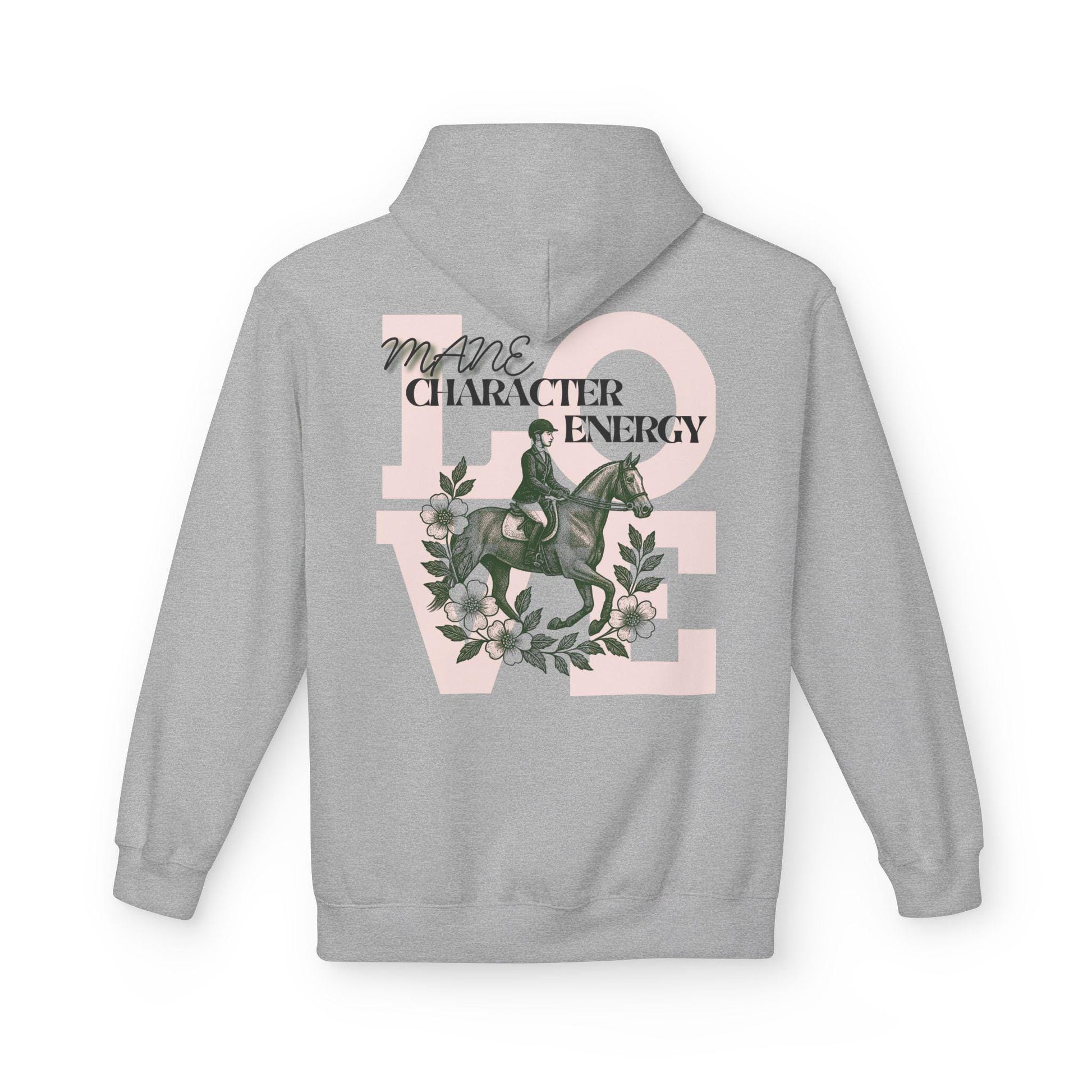 Equestrian Character Energy Hoodie, Horse Riding Gift, Cozy Fleece Sweatshirt, Unisex Hoodie for Riders, Equine Spirit Apparel