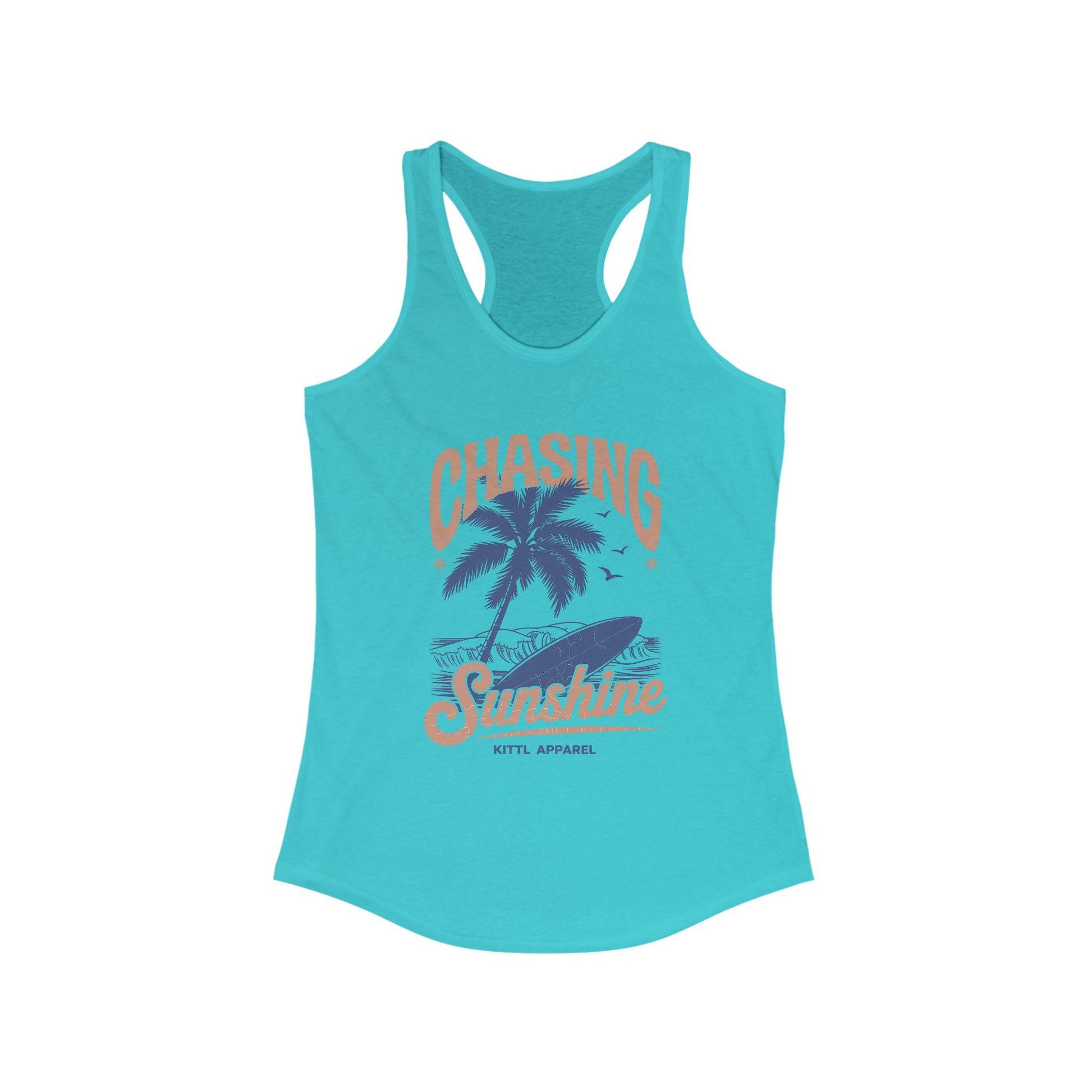 Chasing Sunshine Racerback Tank, Summer Tank Top, Beachwear, Workout Shirt, Gift for Beach Lovers, Vacation Apparel