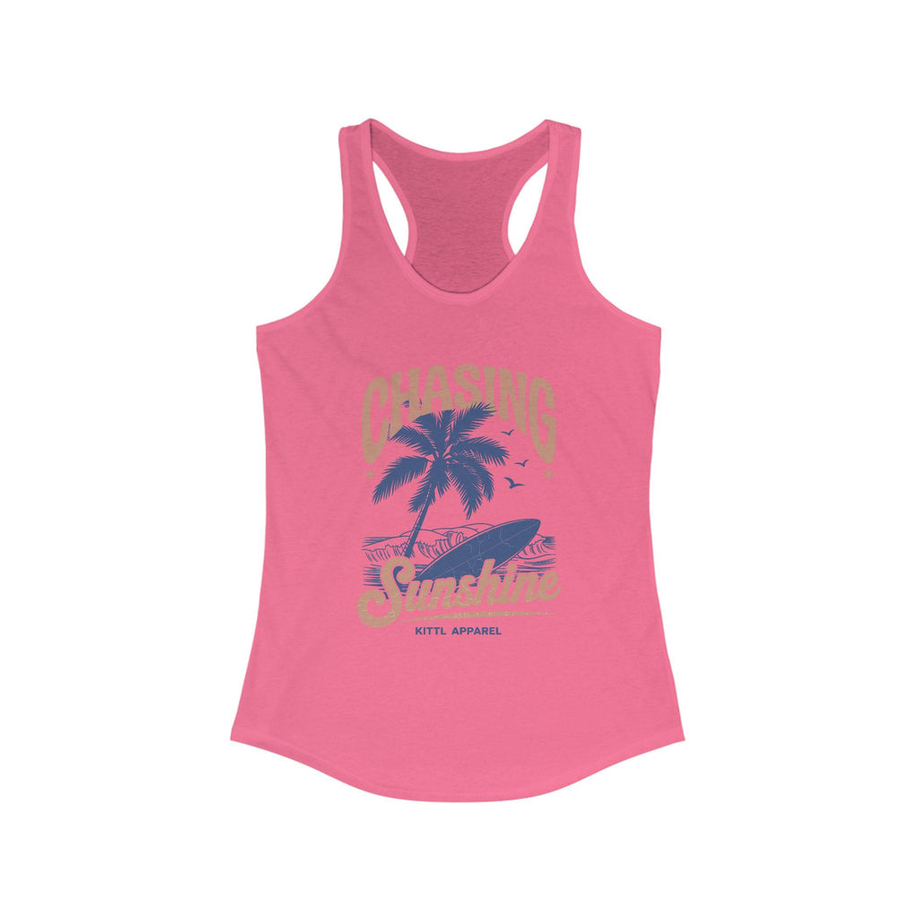 Chasing Sunshine Racerback Tank, Summer Tank Top, Beachwear, Workout Shirt, Gift for Beach Lovers, Vacation Apparel