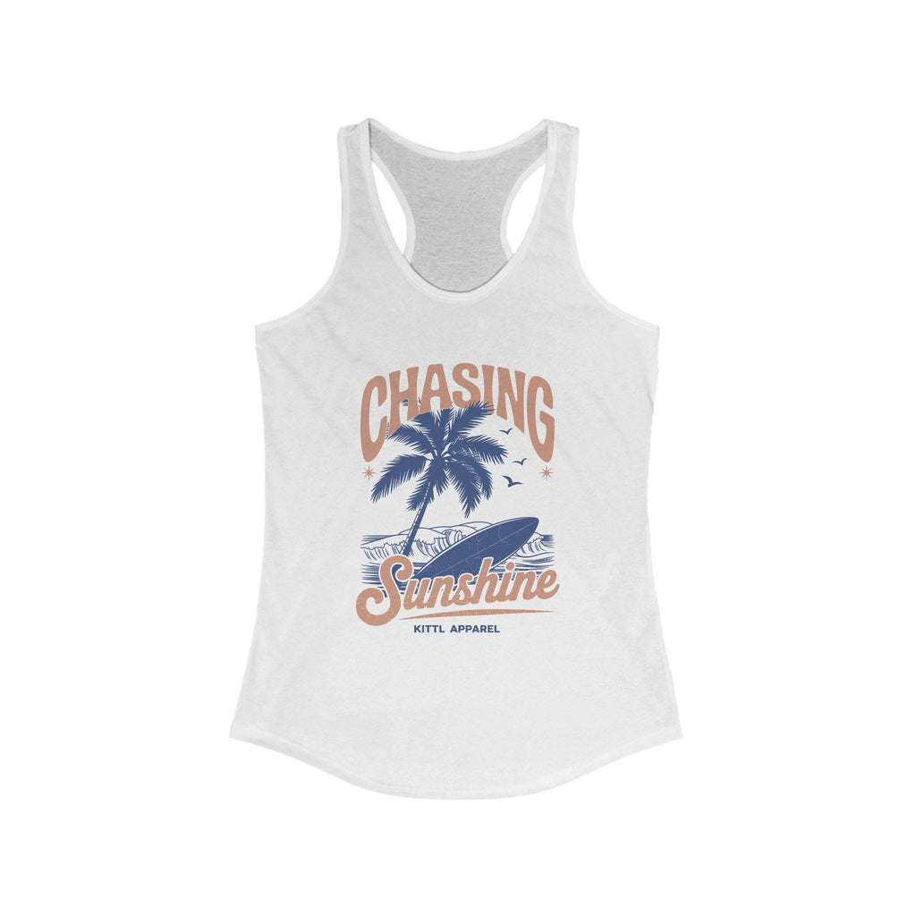 Chasing Sunshine Racerback Tank, Summer Tank Top, Beachwear, Workout Shirt, Gift for Beach Lovers, Vacation Apparel