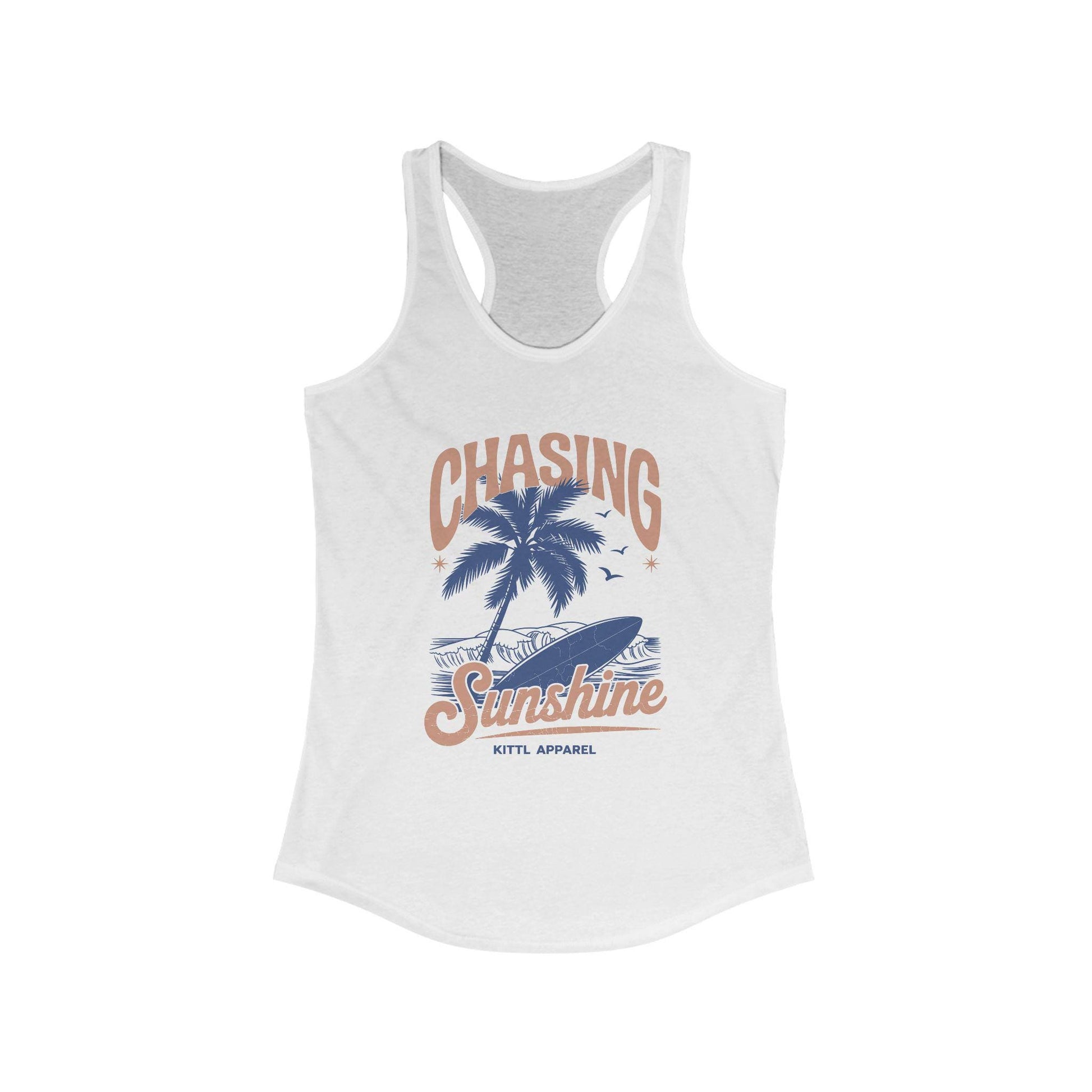Chasing Sunshine Racerback Tank, Summer Tank Top, Beachwear, Workout Shirt, Gift for Beach Lovers, Vacation Apparel