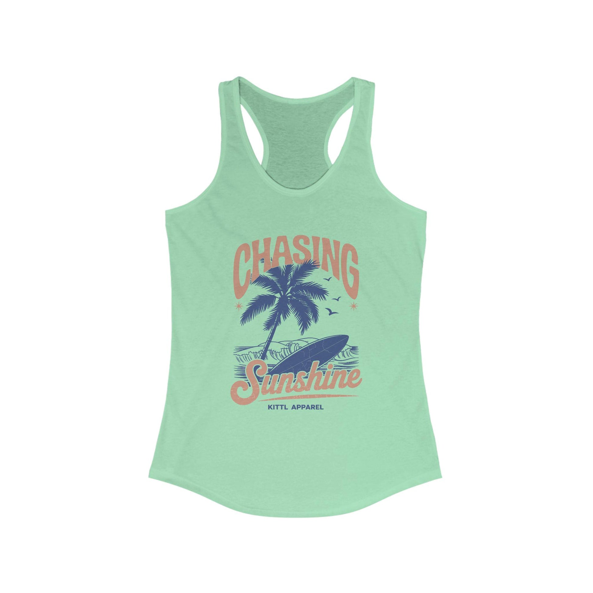 Chasing Sunshine Racerback Tank, Summer Tank Top, Beachwear, Workout Shirt, Gift for Beach Lovers, Vacation Apparel